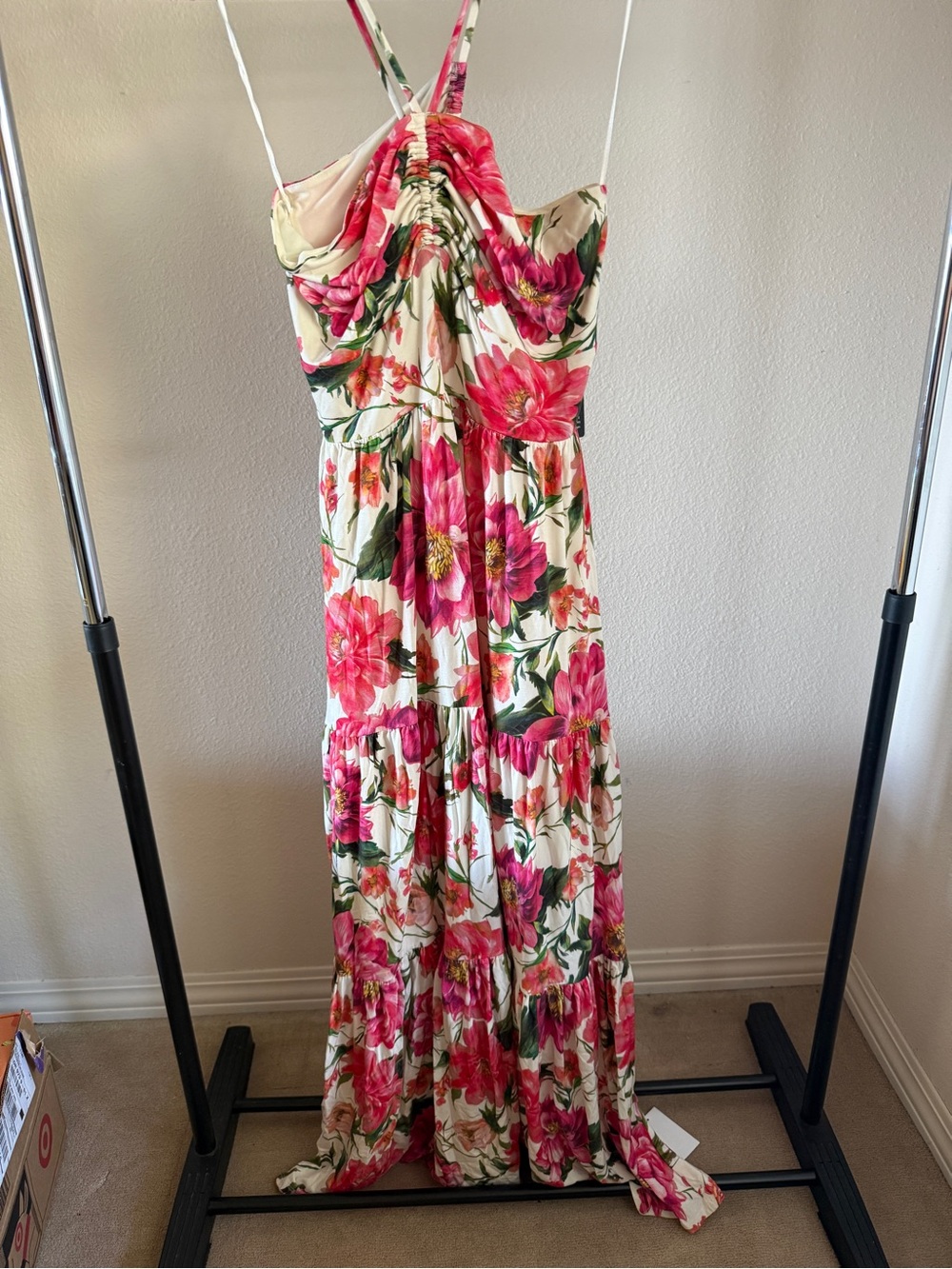 Express Pink and Cream Floral Maxi Dress